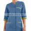 High Quality Female Color Contrasting 3/4 Sleeves House Keeping Tunic with One Button Closure