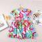 Beautiful flower printing summer girls wholesale one piece cotton dress
