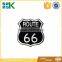 ROUTE 66 iron-on PATCH - Embroidered HIGHWAY ROAD SIGN HISTORIC EMBLEM US BLACK