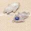 Silver Fatima Hand Oil Drip Evil Eye Beads Pendant Rhinestone Crystal Turkish Lucky Eye Pendant