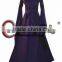 Long Trumpet Sleeve Hooded Collar Costume ROCOCO Ball Grown Gothic Medieval Victorian Purple fancy Dress