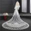 2017 wholesale new grance long lace bridal wedding veil long Tulle emboried lace bridal wedding veils HL12