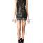 CHEFON Sleeveless high neck studded leather sexy evening dresses