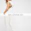 Women sporty v-neckline racerback design ribbed cuffs perfect fit all cotton hooded romper