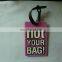 custom made rubber luggage tag with words