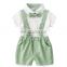 Boy's summer shirt, overalls and bow tie three-piece suit boys summer suits
