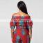 New arrival LadiesAfrican Print Floral slash deep V neck sexy Jumpsuits Women