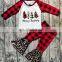 Baby Kids Halloween Pumpkin plaid long sleeve & Cheetah Bell Bottom  Ruffles Pants set kids Ruffle Christmas set