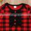 Christmas Baby Girl Romper Newborn Ruffle Black Red Plaids Jumpsuit with Bowknot for 0-2T
