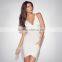 2015 Sey New Fashion Sleeveless V-neck Backless irregular red Bandage Dress Celebrity Bodycon Evening Party Prom Women Dress