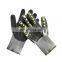 Grey HPPE Cut & Impact Resistant Gloves with Sandy Nitrile Coating on Palm