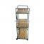 K&B hot sale wooden iron brown modern 3-tier dismountable folding storage hand trolley cart