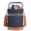 Reusable Custom Blue Denim Cooler Bag Luxury Picnic Leather Bottle 2 Pc Wine Carrier