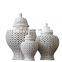 Китайский белый полый ваз из Jingdezhen, белый керамический ваз, керамическая настольная лампа