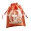 custom printed silk packaging pouch drawstring tassel satin bag hair extension packaging with logo