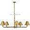 European and American style metal brass chandelier for bedroom living room hotel room decorative lighting bronze pendant lamp