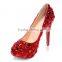 14CM High Heel Platform Wedding Shoes, Luxurious Rhinestone Glass Diamond Strass Bridal Wedding Shoes