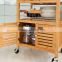 OPX new design 100% Bamboo 3 tiers Kitchen Trolley with wheel Kitchen Storage Rack with Cabinet
