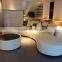 2015 Modern Round Corner Leather Sofa Set With Ottoman and Coffee Table 8024