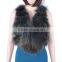 Women fashion stylish raccoon fur gilet raccoon patch fur waistcoat KZ150117