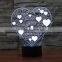 3D Optical Night Light Love 7 RGB Light Colors 10 LEDs AA Battery or DC 5V Mixed Lot
