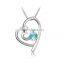 New Design Drop Necklace Box Chain White Charming Alloy Heart Crystal Pendant Choker Jewelry For Lady