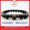 Sanada Yukimura, Samurai bracelet, black onyx 10 mm with Fire Agate and tiger-eye beads, bracelets mens, Japanese beads bracelet