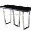 TB Living Room Sofa Black Tempered Coffee Table Set With Small Glass Corner Table
