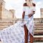 2016 Summer Fashion Women Printed Boho Beach Skirts Front Overlap Designs Chiffon Ethnic Long Maxi Skirt