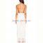Garment Factory Lady Long Romper Cut Out Backless Halter White Lace Jumpsuits