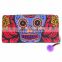 Skull Pattern Hmong Wallet With Pom Pom Pull Zipper