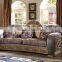 European Baroque Style Golden Wooden Living Room Sofa Furniture/Luxurious Villa Hand Carved Wood Upholstery sofa (MOQ=1 Set)