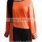 Round Collar Long Sleeve Chiffon with Black Square Blouse Tunic Dress