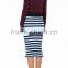 Customized Lady's Apparel Latest Wholesale Clothing Rib-knit Pencil Striped Skirt(DQM023S)