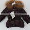 cute girls brown color faux fox fur collar down jacket