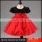 MGOO New Arrival Cheap Price Orangza Red Flowers Girl Dress Bow Shinning Baby Dancing Dress MGT027-2