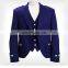 Navy Blue Scottish Argyle Kilt Jacket With Waist Coat