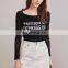 2017 Autumn Latest Style Women Slim Fit Long Sleeve Cotton New Design Printing T-Shirt