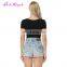 Hot Sale black o neck Fitted Bamboo short sleeves soft tshirt high quality tshirt woman