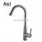 Commercial wall mount flexible tube black pull out kitchen faucet