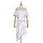 TWOTWINSTYLE Sexy Backless Dresses For Women Sleeveless Ruffles Hem Asymmetrical Summer Slim