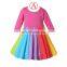 usa clothing cotton long sleeved rainbow baby dresses flower girl dress baby clothes girls' dresses