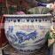 Luxury Large Size Blue And White Porcleain Hand Paint Craft Ceramic Fish Pot Fish Bowl Planters