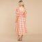 Summer Slim One-neck Off-the-shoulder Plaid Print Beach Dress
