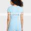 2023 Wholesale Custom Logo Short Sleeve T-Shirt Match Peach Hip Leggings 2 Pcs Gym Yoga Suit Set Women Workout Fitness Wear