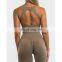 Plus Size Seamless Gymwear Yoga Set Sexy Back Hollow Out Bra Match Scrunch Butt Leggings 2 Piece Fitness Gym Clothes For Women