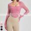 Breathable Running Tops Square Collar Sexy Sports T shirt Long Sleeve Thumb Hole Design Yoga Top With Fixed Padded For Women