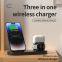 Hot Sale 15W Wireless Charger Stand Cheap 3 in 1 Multifunction Phone Charging Device with Fast Wireless Technology
