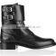 2015 women boots fashion chunky heel ankle boots ankle side buckle black lambskin leather ankle boot women