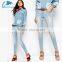 2016 New Arrival Branded Hot Sale Cotton Women Jeans With Floral Embroidery